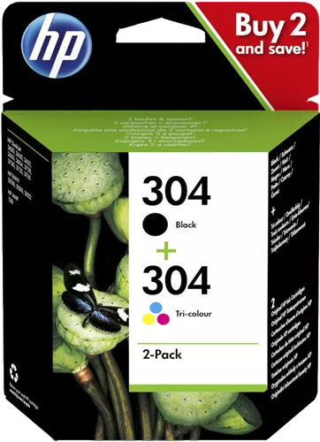 HP 304 Negro + Color Pack de 2 Cartuchos de Tinta - 3JB05AE ORIGINAL