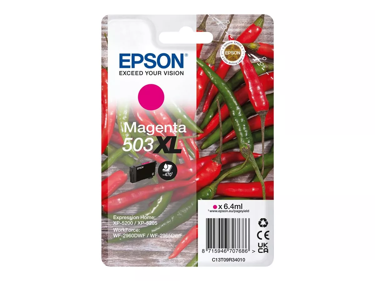 Original Epson 503XL Magenta Cartucho de Tinta C13T09R34010 para Epson Expression Home XP-5205, WorkForce WF-2960DWF, WorkForce WF-2965DWF