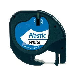 Compatible cinta rotuladora Dymo LetraTag 91221 negro / blanco S0721660