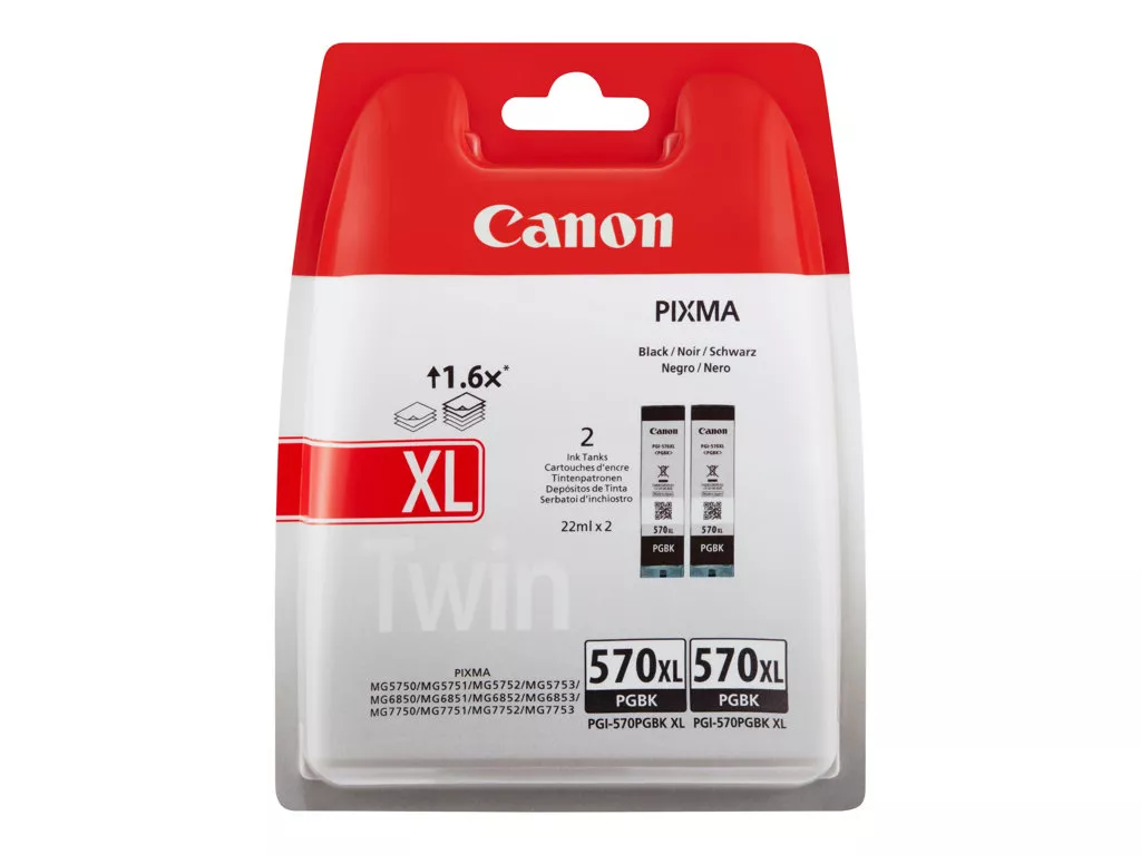 Canon PGI570XL Negro Pack de 2 Cartuchos de Tinta Originales - 0318C007
