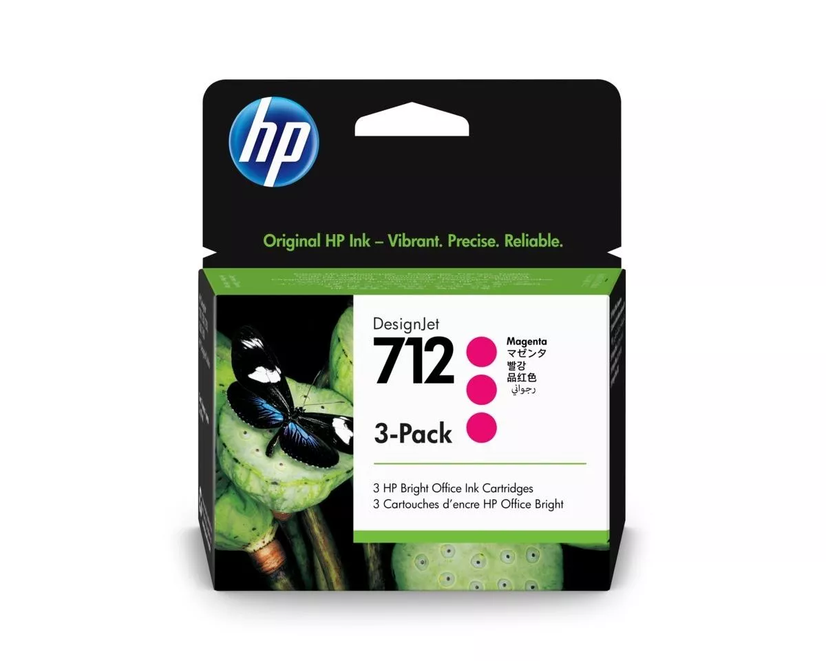 HP 712 Magenta Pack de 3 Cartuchos de Tinta Originales - 3ED78A
