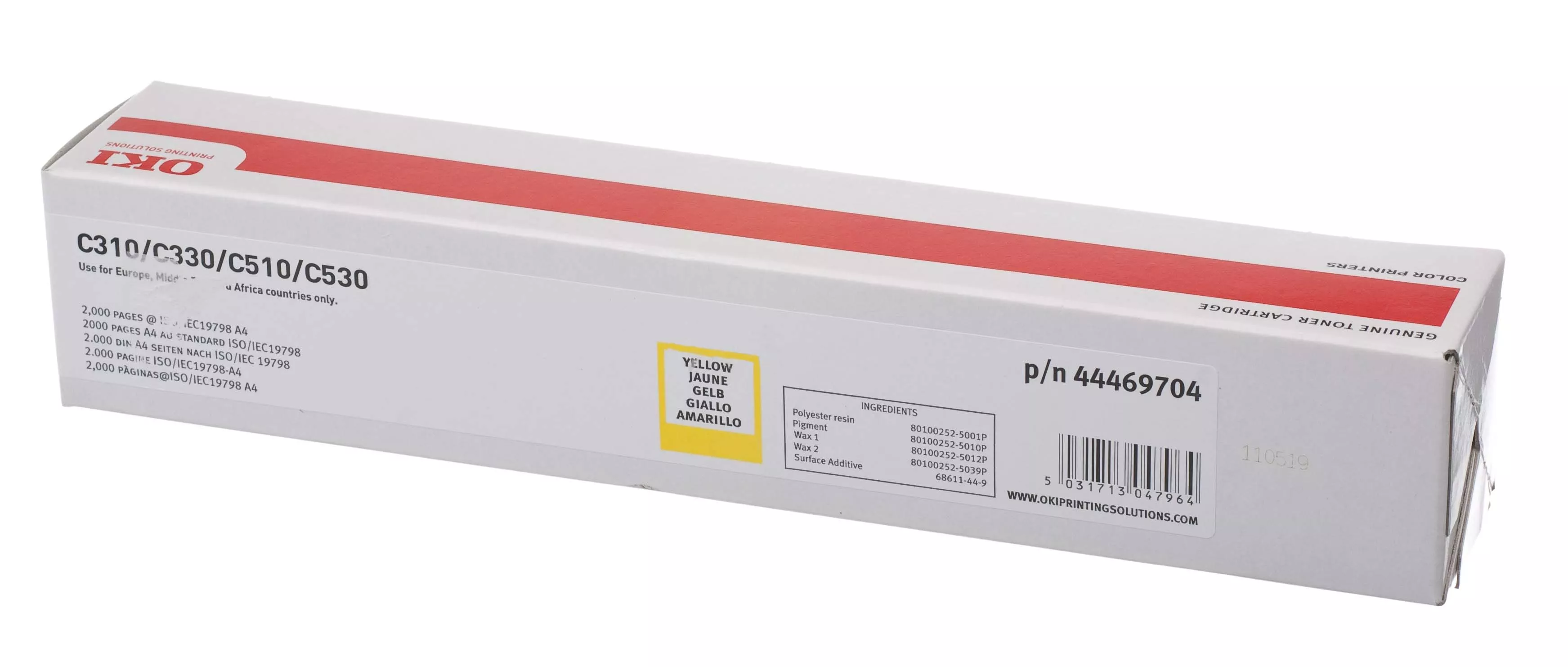 OKI C310 / C510 / MC351 / MC361 Amarillo Cartucho de Toner Original - 44469704