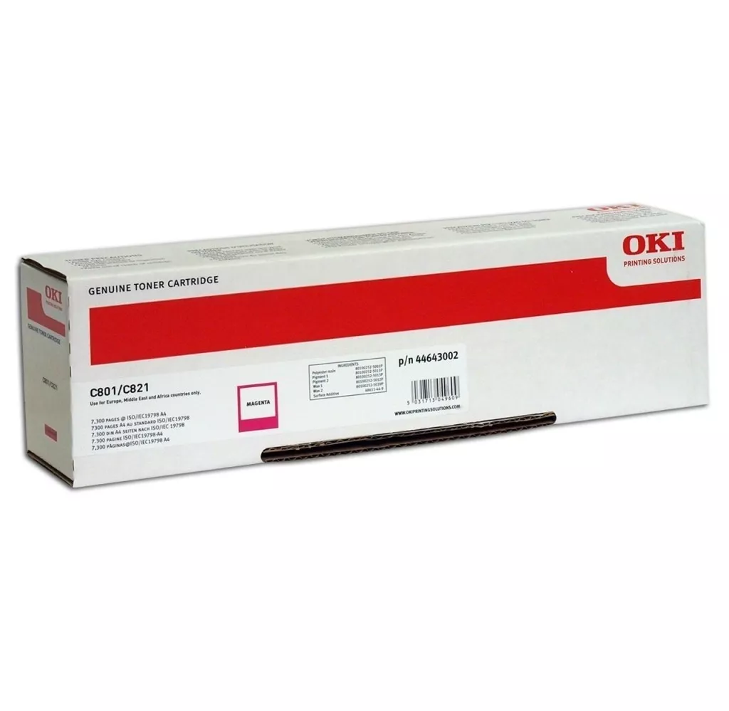 TONER OKI C801/C821 MAGENTA (7.300 P&Aacute;GINAS)