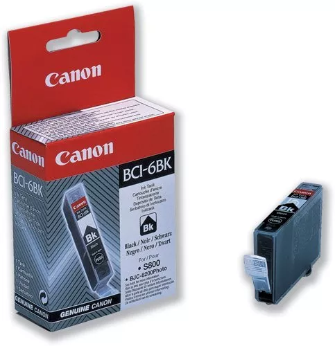 CANON CARGA INYECCION TINTA NEGRO BCI 6E BK 15ML MP- 780 IP- 4000 5000 8500 6000D S- 800 820 820D 830D 900 9000 I- 865 905D 950 965 990 6500 9100 9950