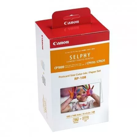 Canon RP-108 Value Pack Original - 2x Kits de Tinta de 54 Impresiones - 108 Hojas de Papel Foto 100x148 mm (4x6&rdquo;) - 8568B001