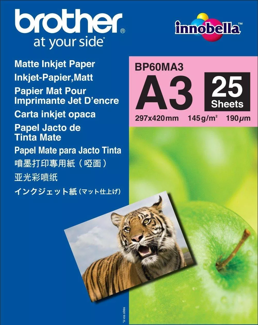 BROTHER PAPEL FOTOGR&Aacute;FICO MATE, 145 G. EN  A3 (PACK DE 25 HOJAS)