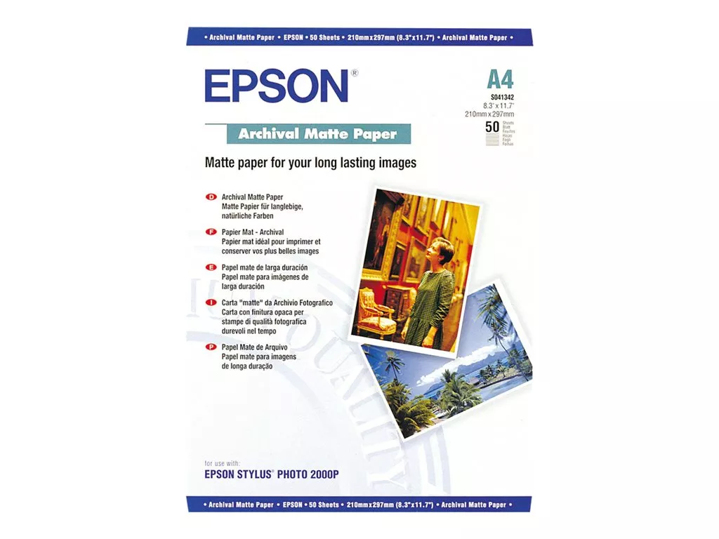 EPSON PAPEL MATE LARGA DURACI&Oacute;N (ARCHIVAL MATTE PAPER) A4, 50 HOJAS, 192G.