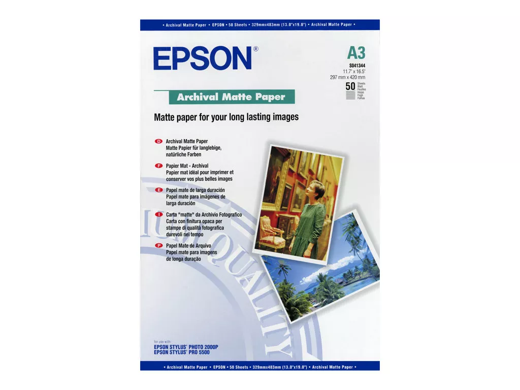 EPSON PAPEL MATE LARGA DURACI&Oacute;N (ARCHIVAL MATTE PAPER) A3, 50 HOJAS DE 189G.