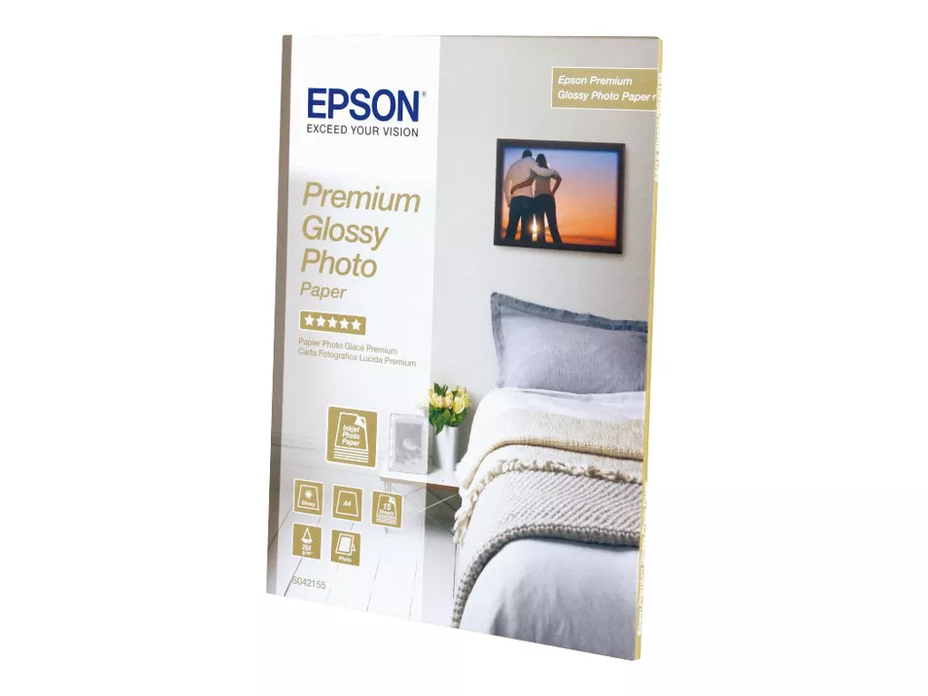 EPSON PAPEL PREMIUM GLOSSY PHOTO 255 GR, A4, 15 HOJAS