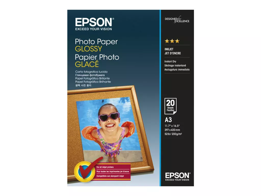 EPSON PAPEL PHOTO GLOSSY A3 20 HOJAS 200 GRS