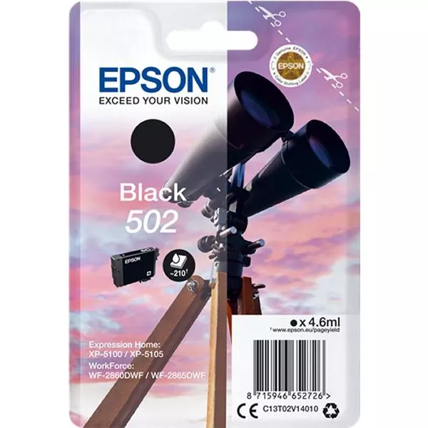 Epson 502 Negro Cartucho de Tinta - C13T02V14010 Original