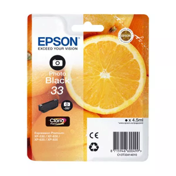 EPSON ORIGINAL T3341 (33) NEGRO PHOTO CARTUCHO DE TINTA C13T33414012
