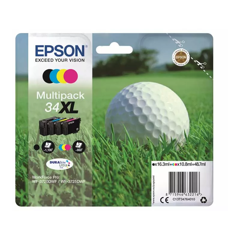 Epson T3476 Pack de 4 Cartuchos de Tinta Originales - C13T34764010