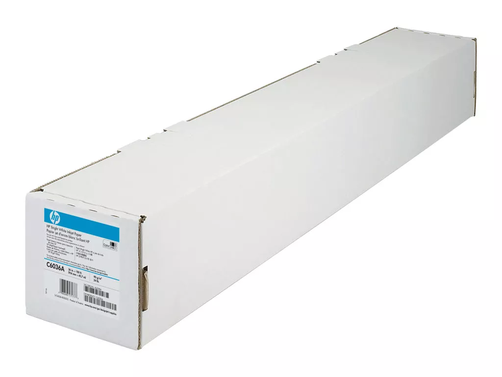 Hp bobina de papel para plotter - blanco brillante para inyeccion de tinta - 914mm x 45.7m - 90gr