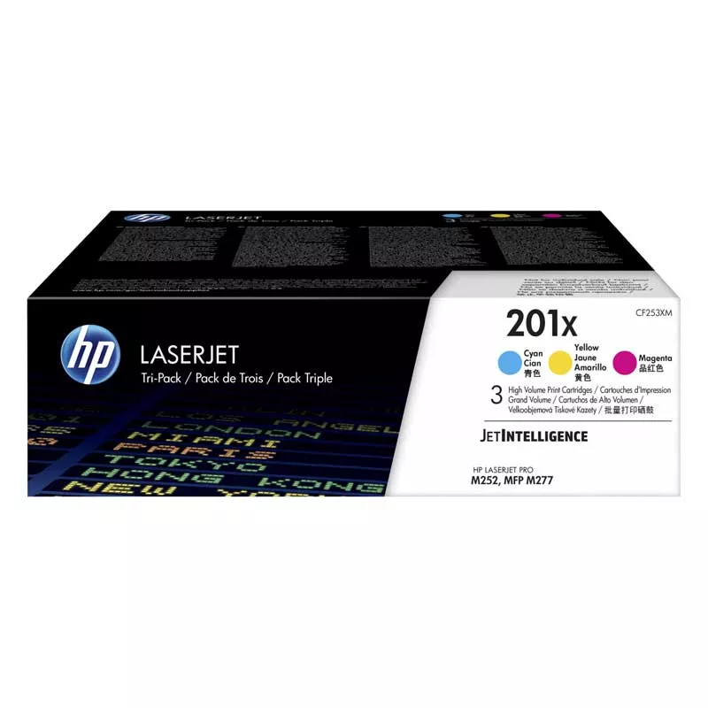 HP CF401X / CF402X / CF403X Pack de 3 Cartuchos de Toner Originales - 201X