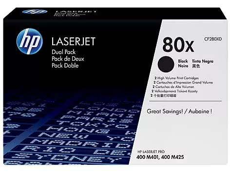 HP CF280X Negro Pack de 2 Cartuchos de Toner Originales - 80X