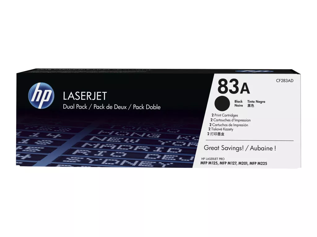 HP CF283A Negro Pack de 2 Cartuchos de Toner Originales - 83A