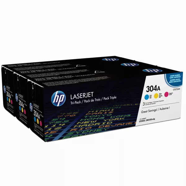 HP CC531A / CC532A / CC533A Pack de 3 Cartuchos de Toner Originales - 304A