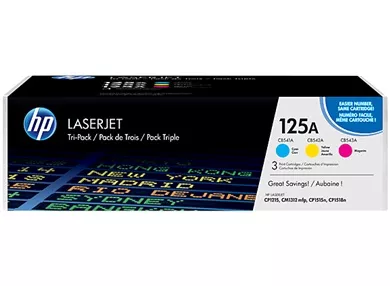HP CB541A / CB542A / CB543A Pack de 3 Cartuchos de Toner Originales - 125A