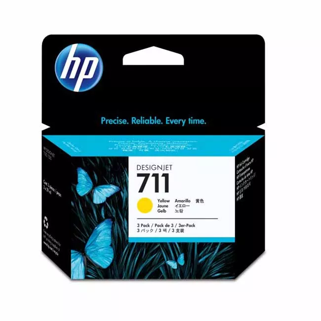 HP 711 Amarillo Pack de 3 Cartuchos de Tinta Originales - CZ136A