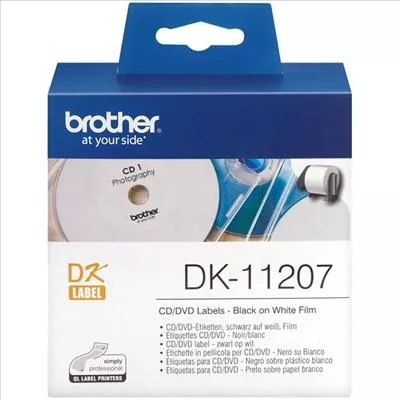 BROTHER CINTA ETIQUETAS PARA CD/DVD, BOBINA DE 100 UNIDADES, 58MMX58MM- PEL&Iacute;CULA PL&Aacute;STICA