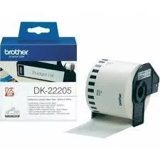 Brother DK22205 - Etiquetas Originales de Tama&ntilde;o personalizado - Ancho 62mm x 30,48 metros - Texto negro sobre fondo blanco