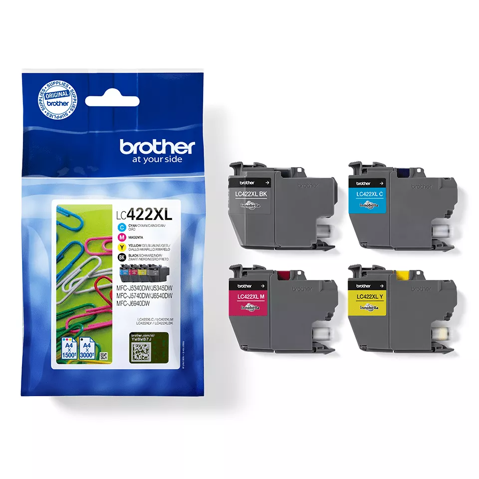 Original Brother LC422XL Pack de 4 Cartuchos de Tinta LC422XLVAL