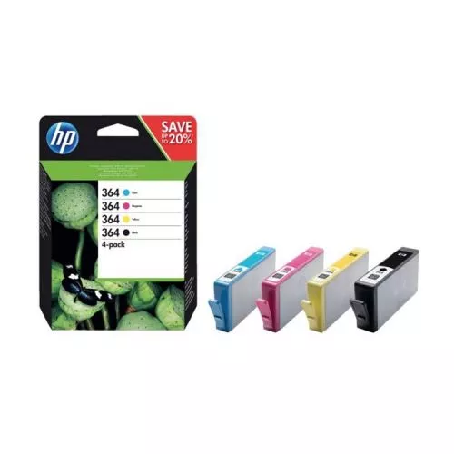 HP 364 Pack de 4 Cartuchos de Tinta Originales - N9J73AE