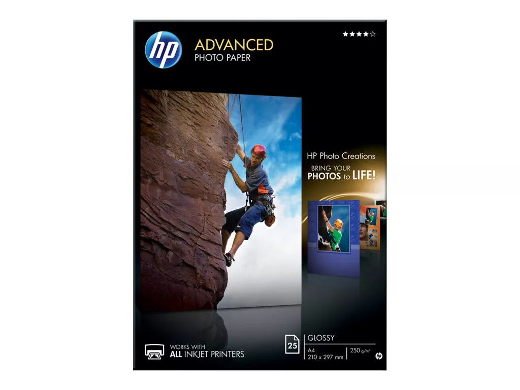 HP PAPEL FOTOGR&Aacute;FICO SATINADO AVANZADO 250G/M2, A4, 210X297MM, 25 HOJAS