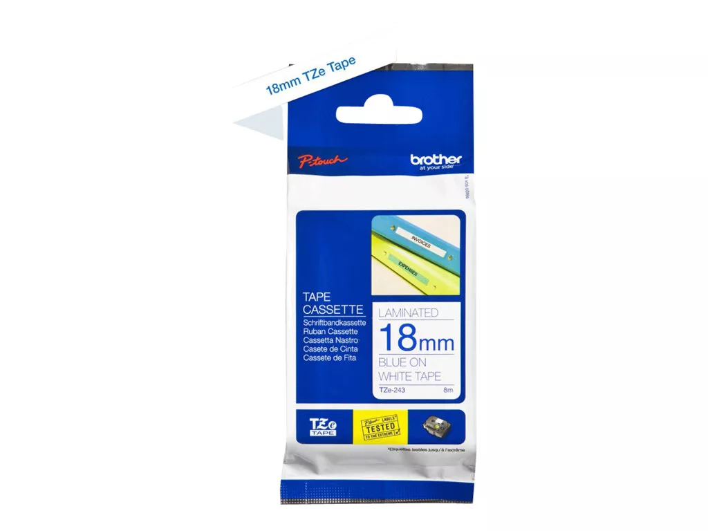 BROTHER CINTA ROTULADORA LAMINADA BLANCA/AZUL 18MM