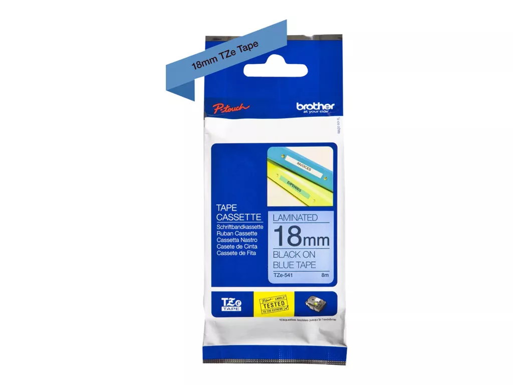 BROTHER CINTA ROTULADORA LAMINADA AZUL SOBRE NEGRO DE 18MMX8M