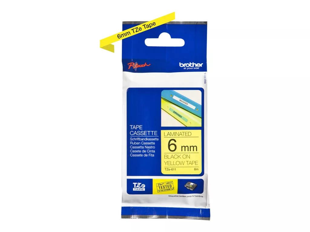 BROTHER CINTA ROTULADORA LAMINADA NEGRO SOBRE AMARILLO 8MX6MM