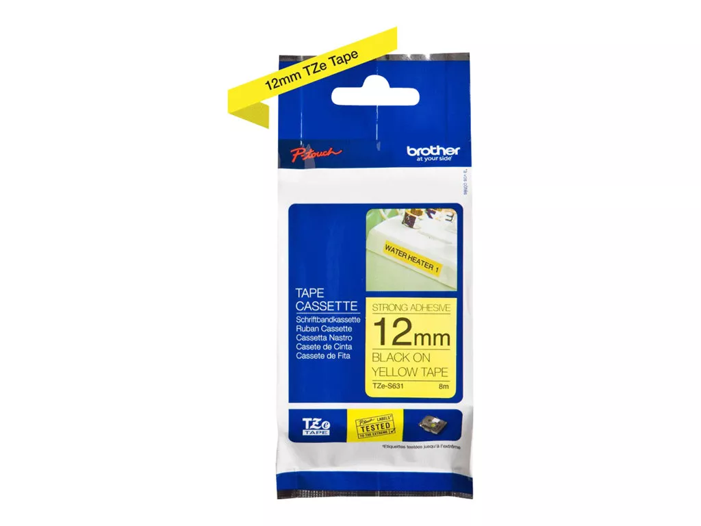 BROTHER CINTA ROTULADORA LAMINADA NEGRO SOBRE AMARILLO DE 12MMX8M