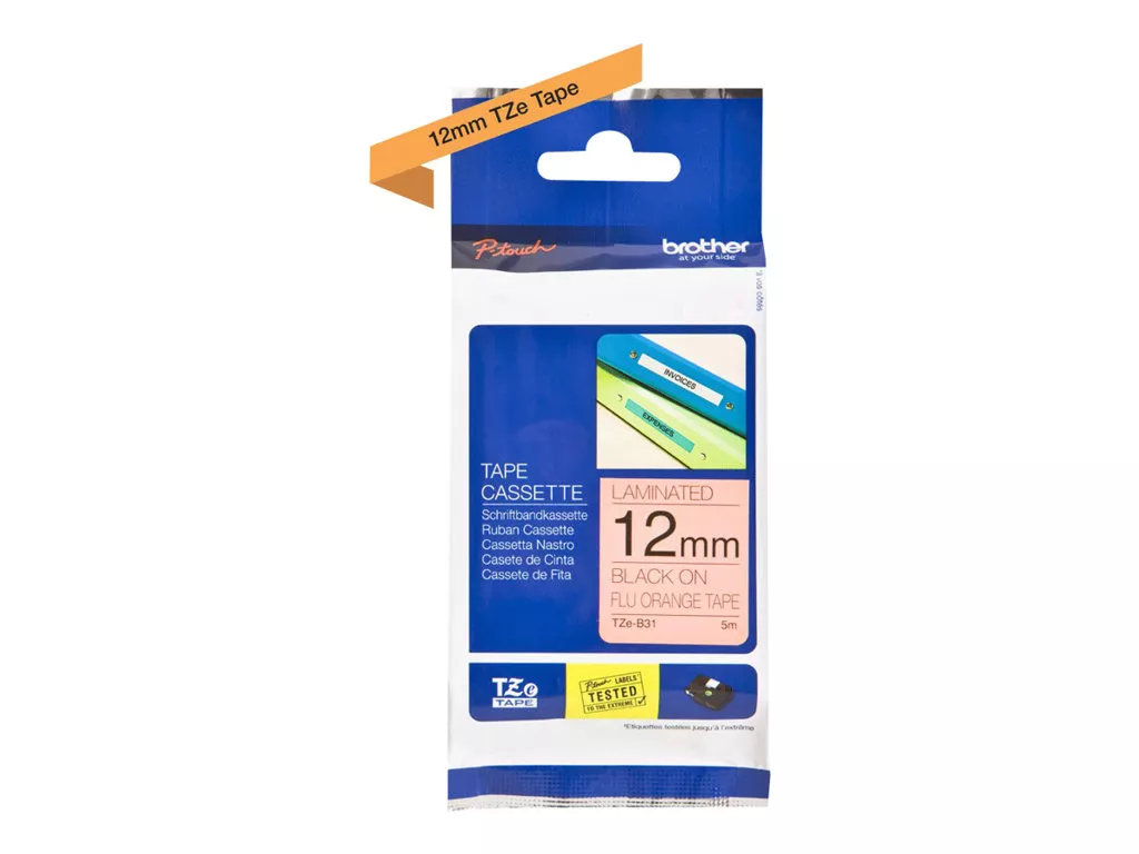 BROTHER CINTA ROTULADORA LAMINADA NEGRO SOBRE NARANJA 12MMX5M