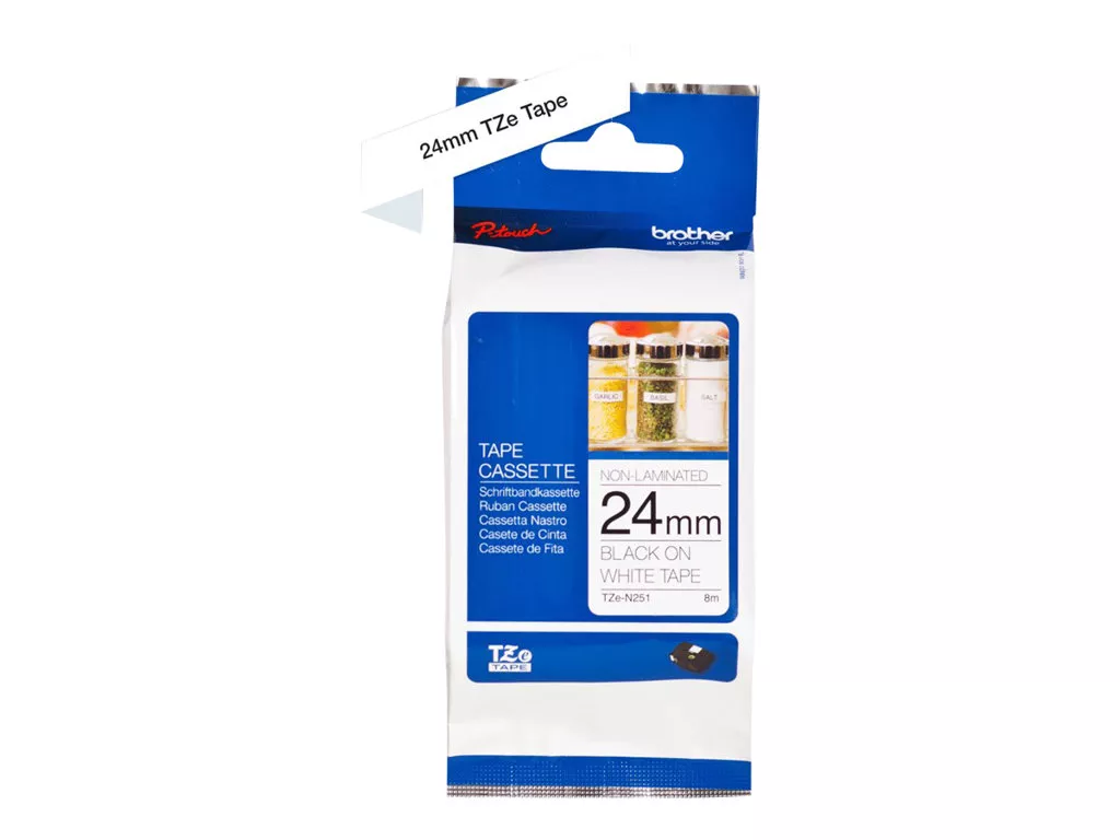 BROTHER CINTA NO LAMINADA NEGRO SOBRE BLANCO 24MMX8M