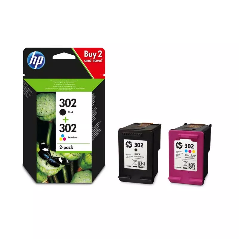 HP 302 Negro + Color Pack de 2 Cartuchos de Tinta Originales - X4D37AE
