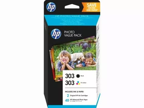 HP TINTA NEGRO + TRICOLOR (C/M/Y) ENVY PHOTO 6230,7130,7134,7830 - N&ordm; 303 (PACK 4 COLORES Y 40 HOJAS PHOTO 10X15)